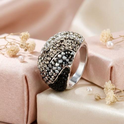 Сребърен пръстен с кристали от Sw® SP668 Crystal, Jet ,Hematit
