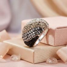 Сребърен пръстен с кристали от Sw® SP668 Crystal, Jet ,Hematit Сребърен пръстен с кристали от Sw® SP668 Crystal, Jet ,Hematit