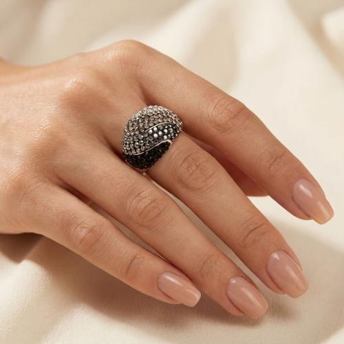 Сребърен пръстен с кристали от Sw® SP668 Crystal, Jet ,Hematit