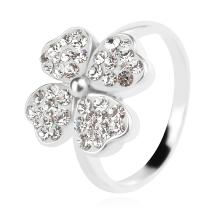Сребърен пръстен Четирилистна детелина с кристали от Sw® AB Crystal