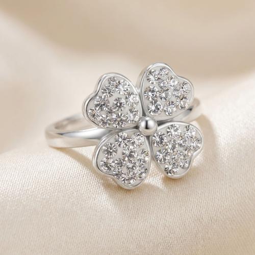 Сребърен пръстен Четирилистна детелина с кристали от Sw® Crystal