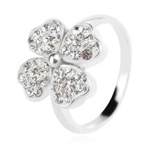 Сребърен пръстен Четирилистна детелина с кристали от Sw® Crystal