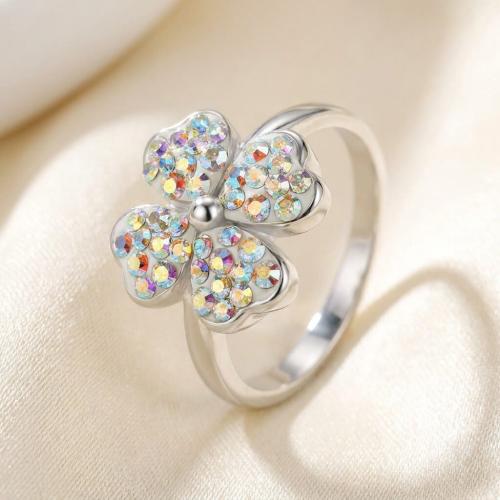 Сребърен пръстен Четирилистна детелина с кристали от Sw® AB Crystal