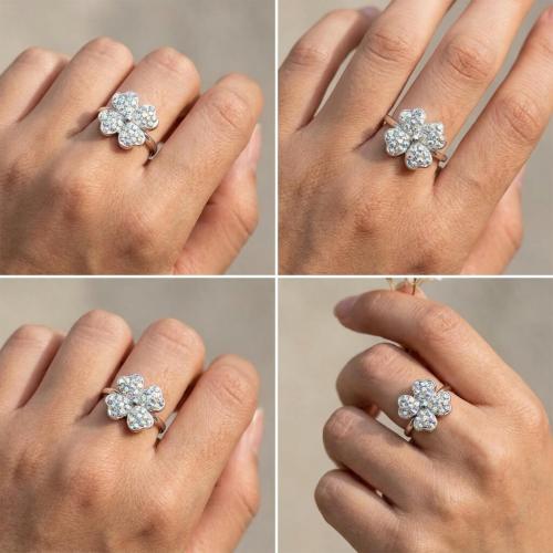 Сребърен пръстен Четирилистна детелина с кристали от Sw® AB Crystal