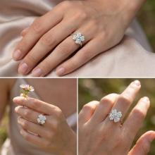 Сребърен пръстен Четирилистна детелина с кристали от Sw® AB Crystal Сребърен пръстен Четирилистна детелина с кристали от Sw® AB Crystal