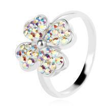 Сребърен пръстен Четирилистна детелина с кристали от Sw® AB Crystal Сребърен пръстен Четирилистна детелина с кристали от Sw® AB Crystal