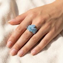 Сребърен пръстен с кристали от Sw®  SP674 Deep Blue