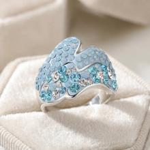 Сребърен пръстен с кристали от Sw®  SP674 Deep Blue
