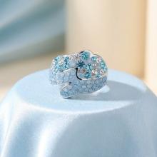 Сребърен пръстен с кристали от Sw®  SP674 Deep Blue