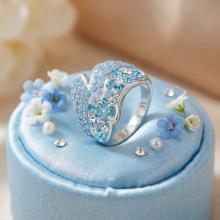 Сребърен пръстен с кристали от Sw®  SP674 Deep Blue