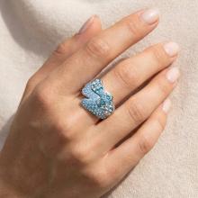 Сребърен пръстен с кристали от Sw®  SP674 Deep Blue