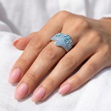 Сребърен пръстен с кристали от Sw®  SP674 Deep Blue