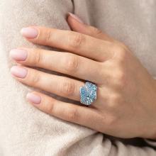 Сребърен пръстен с кристали от Sw®  SP674 Deep Blue