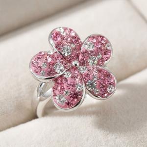 Сребърен пръстен Цвете с кристали от Sw® Rose Shade