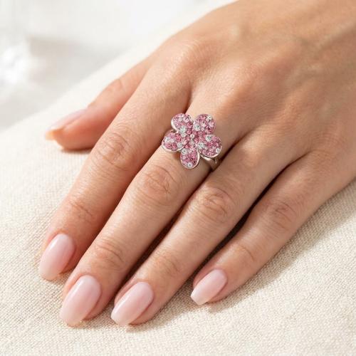 Сребърен пръстен Цвете с кристали от Sw® Rose Shade