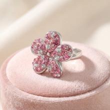 Сребърен пръстен Цвете с кристали от Sw® Rose Shade