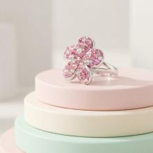 Сребърен пръстен Цвете с кристали от Sw® Rose Shade