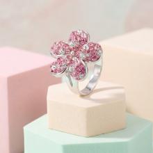 Сребърен пръстен Цвете с кристали от Sw® Rose Shade