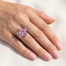 Сребърен пръстен Цвете с кристали от Sw® Rose Shade