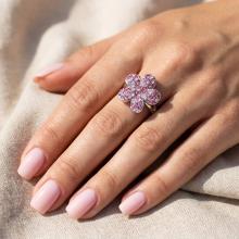 Сребърен пръстен Цвете с кристали от Sw® Rose Shade