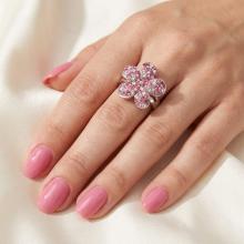 Сребърен пръстен Цвете с кристали от Sw® Rose Shade