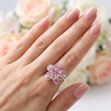 Сребърен пръстен Цвете с кристали от Sw® Rose Shade