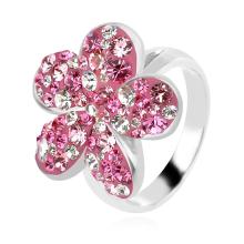 Сребърен пръстен Цвете с кристали от Sw® Rose Shade