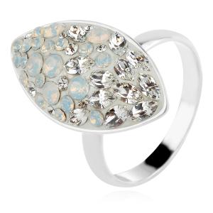 Сребърен пръстен Бадем с кристали от Sw®  White Magic