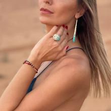 Сребърен пръстен с кристали от Sw® SP681 Blue Zircon and Golden Shadow Сребърен пръстен с кристали от Sw® SP681 Blue Zircon and Golden Shadow