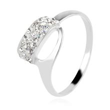 Сребърен пръстен с кристали от Sw® SP702 AB Crystal