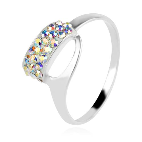 Сребърен пръстен с кристали от Sw® SP702 AB Crystal
