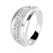 Сребърен пръстен с кристали от Sw® SP703 AB Crystal