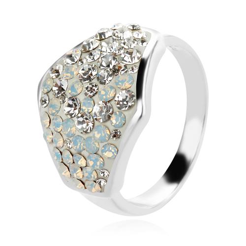 Сребърен пръстен с кристали от Sw®  SP708 White Opal and Crystal