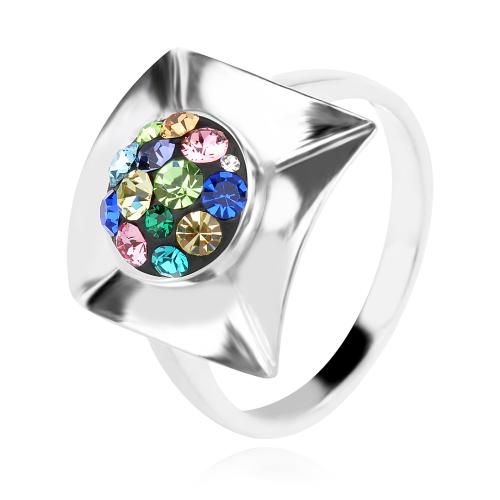 Сребърен пръстен с кристали от Sw® SP713 Multicolor
