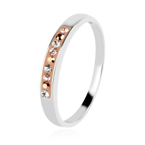 Сребърен пръстен с кристали от Sw® SP720 Peach Gold