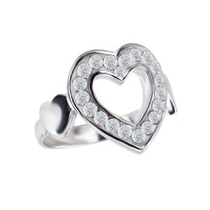 Сребърен пръстен сърце с кристали от Sw® SP730 Crystal