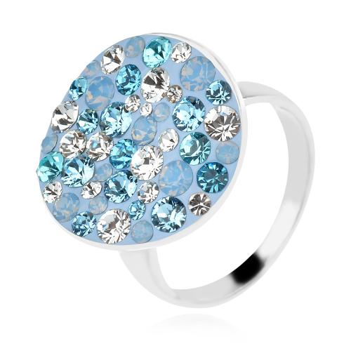 Сребърен пръстен с кристали от Sw® SP623 Deep Blue