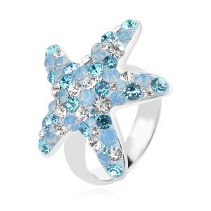 Сребърен пръстен с кристали от Sw® SP646 Deep Blue