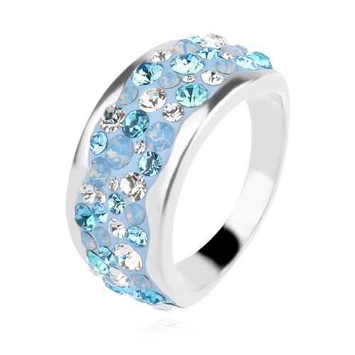 Сребърен пръстен с кристали от Sw® SP649 Deep Blue