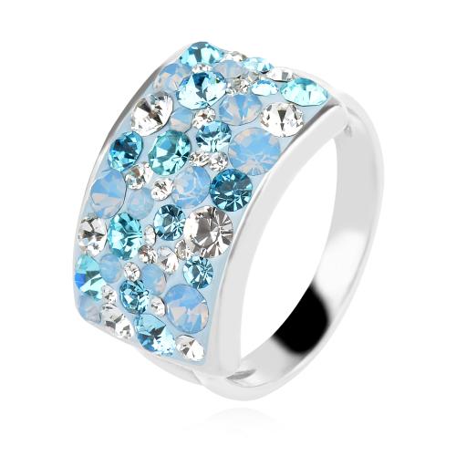 Сребърен пръстен с кристали от Sw® SP650 Deep Blue