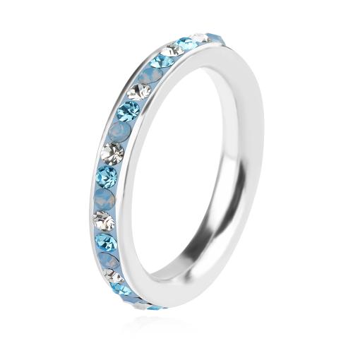 Сребърен пръстен с кристали от Sw®  SP652 Deep Blue