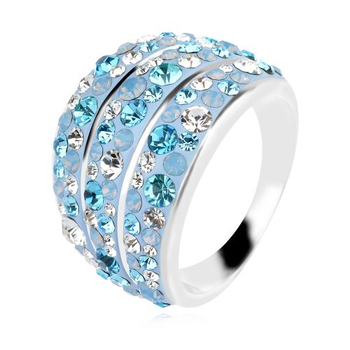 Сребърен пръстен с кристали от Sw®  SP714 Deep Blue