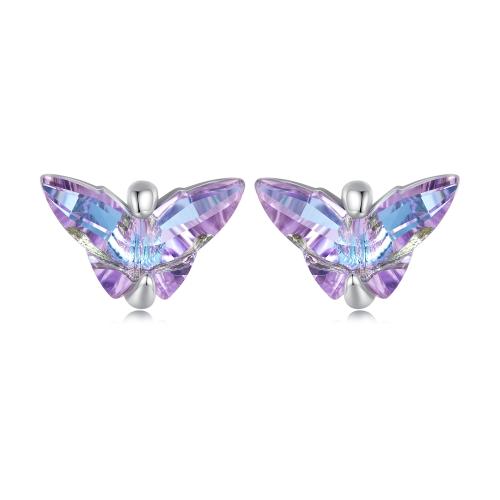 Сребърни обеци Кристална пеперуда