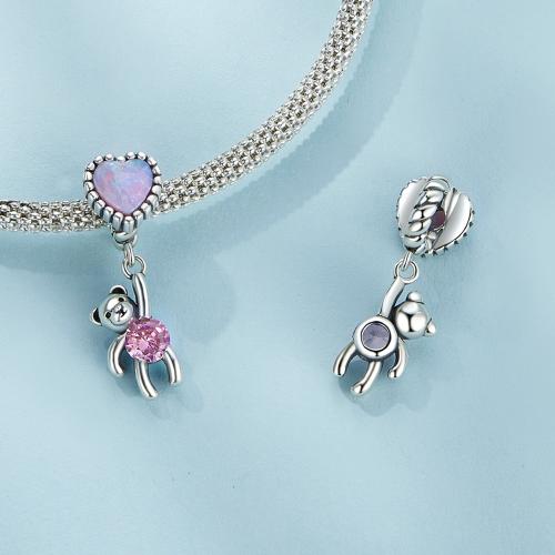 Сребърен Талисман Сърце с Мече