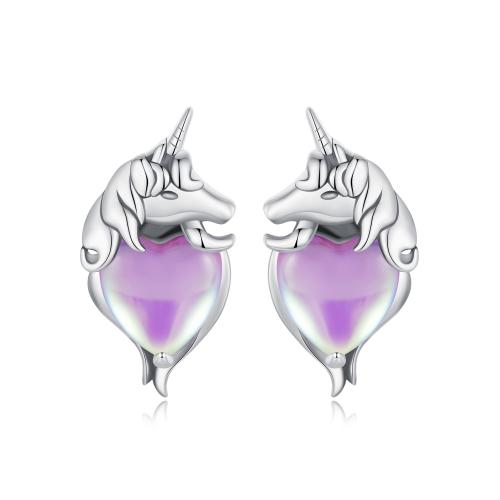 Сребърни обеци Unicorn