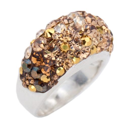 Сребърен пръстен с кристали от Sw®  SP653 Gold Topaz