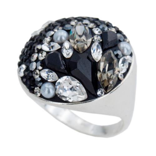 Сребърен пръстен с кристали от Sw®  SP704 Black Marquise