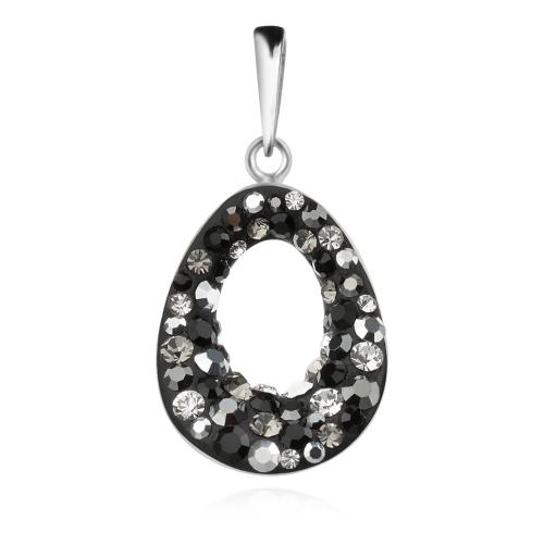 Сребърен комплект обеци и медальон с кристали от Sw® SKM107 Late Night