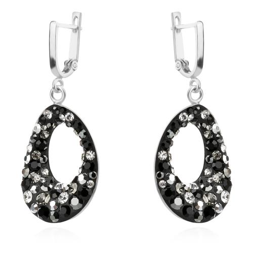 Сребърен комплект обеци и медальон с кристали от Sw® SKM107 Late Night