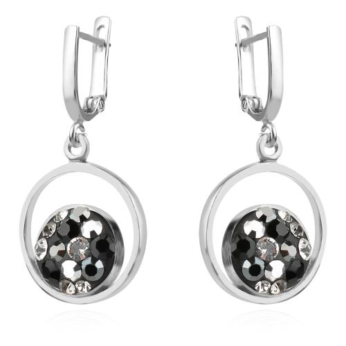 Сребърен комплект обеци и медальон с кристали от Sw® SKM115 Late Night